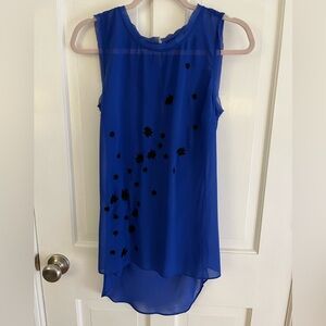 Simply Vera Sheer Cobalt Blue with Black Embroidered Flowers Size Medium